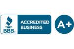 Better Business Bureau Accredited Business A plus rating badge